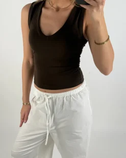 GIGI v-hals top, brun