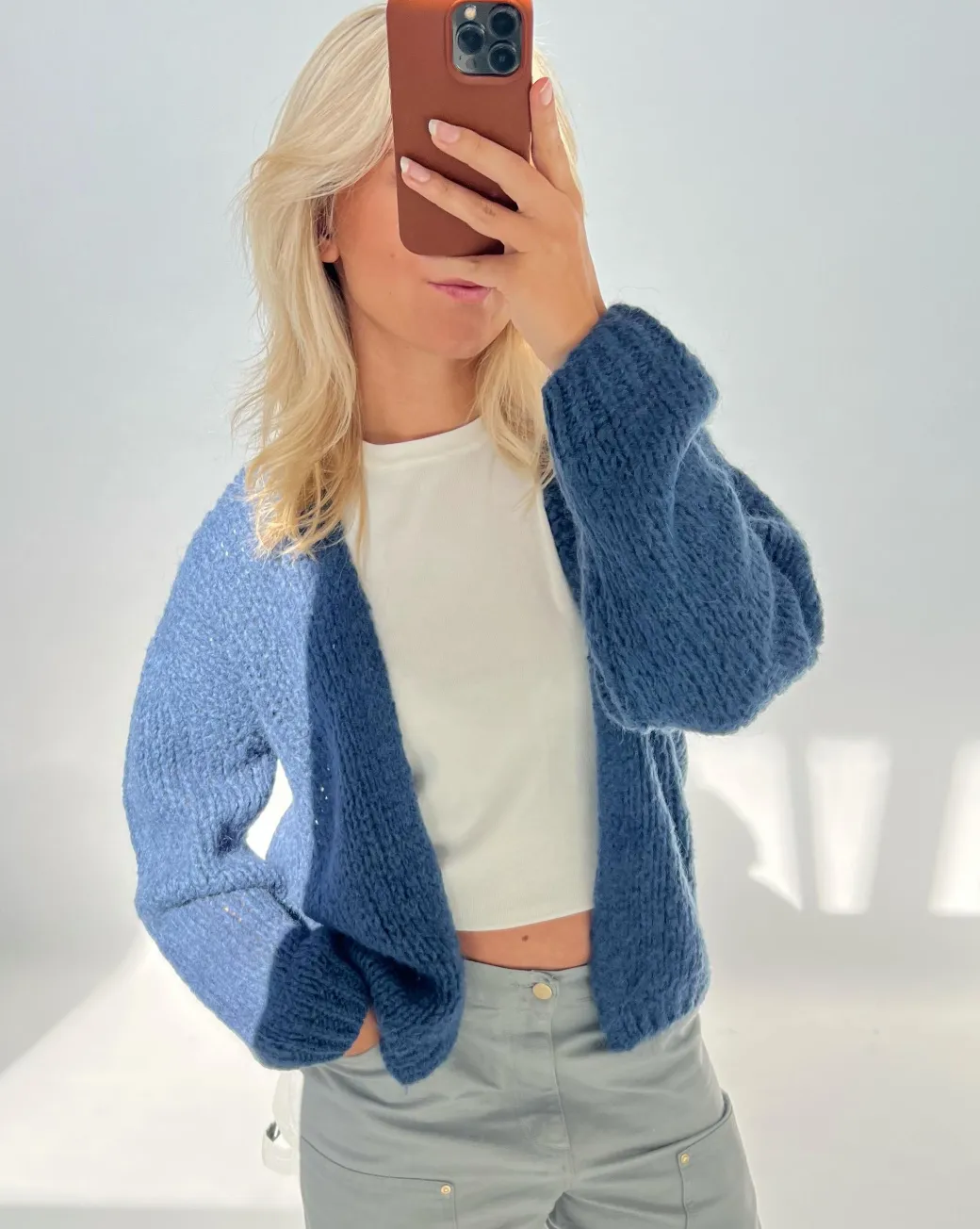GINA cardigan, støvet blå