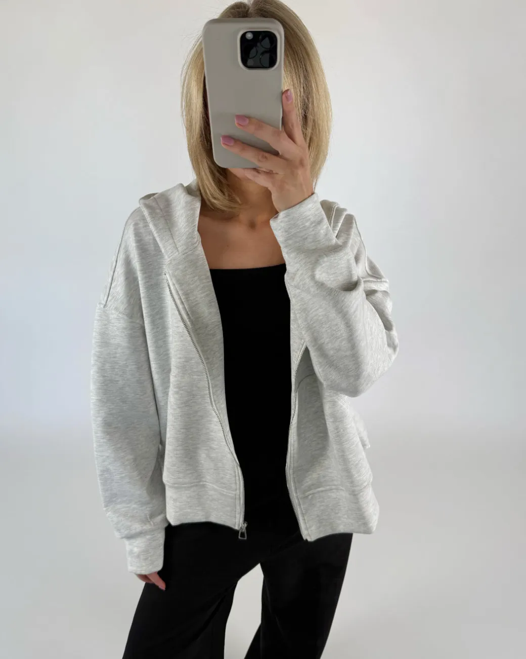 HEIDI zip hoodie, grå