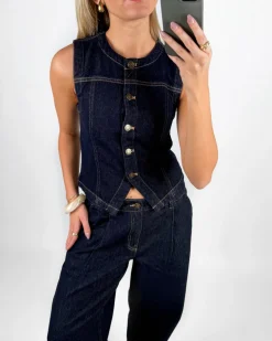 INDIE denim top, mørkeblå