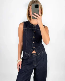 INDIE denim top, mørkeblå