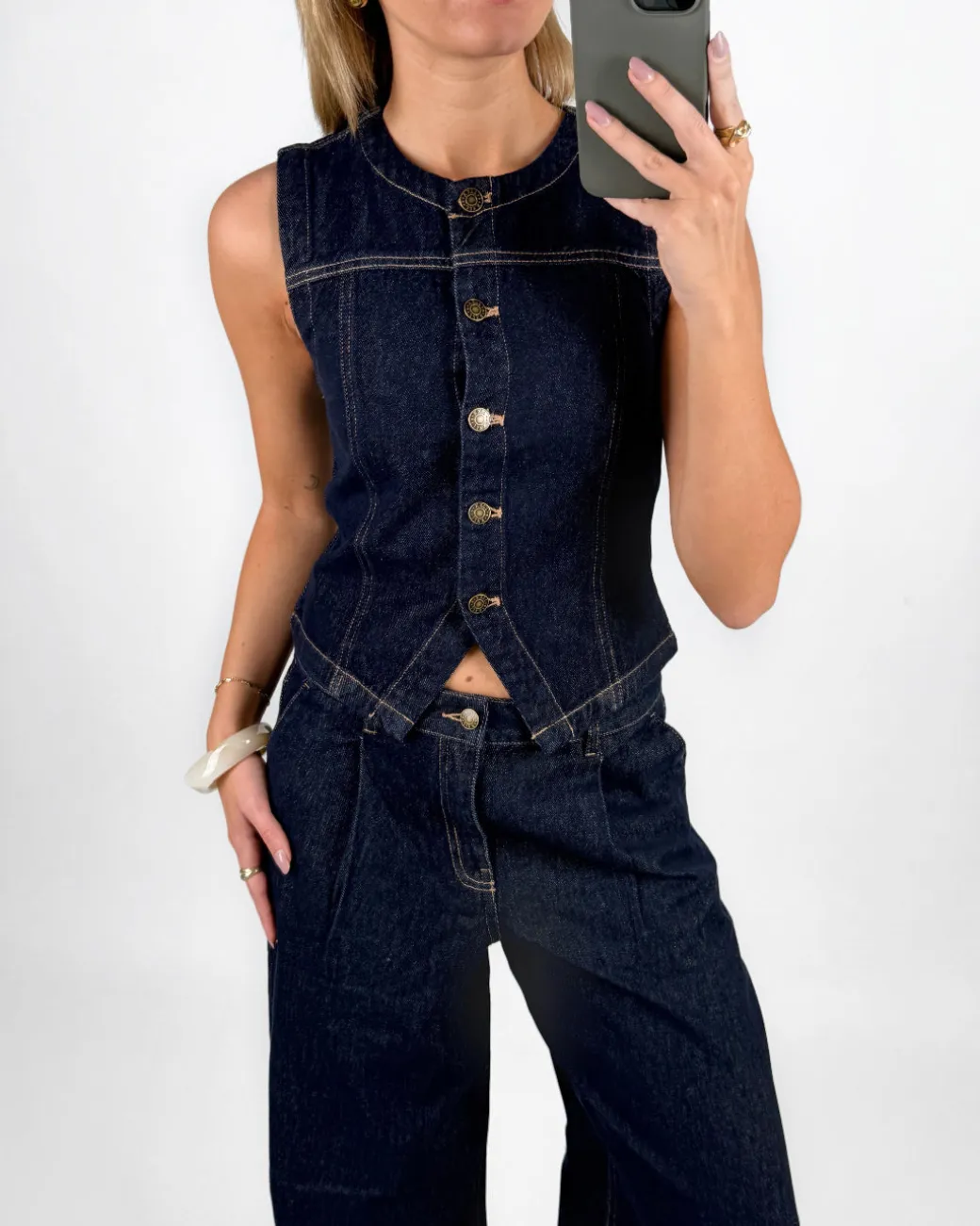 INDIE denim top, mørkeblå