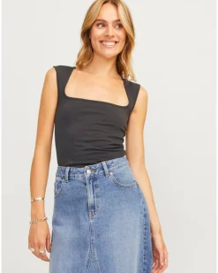 ISABELLA top, mørkegrå