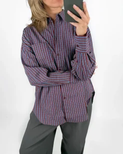 JAMIE skjorte, bordeaux/blå