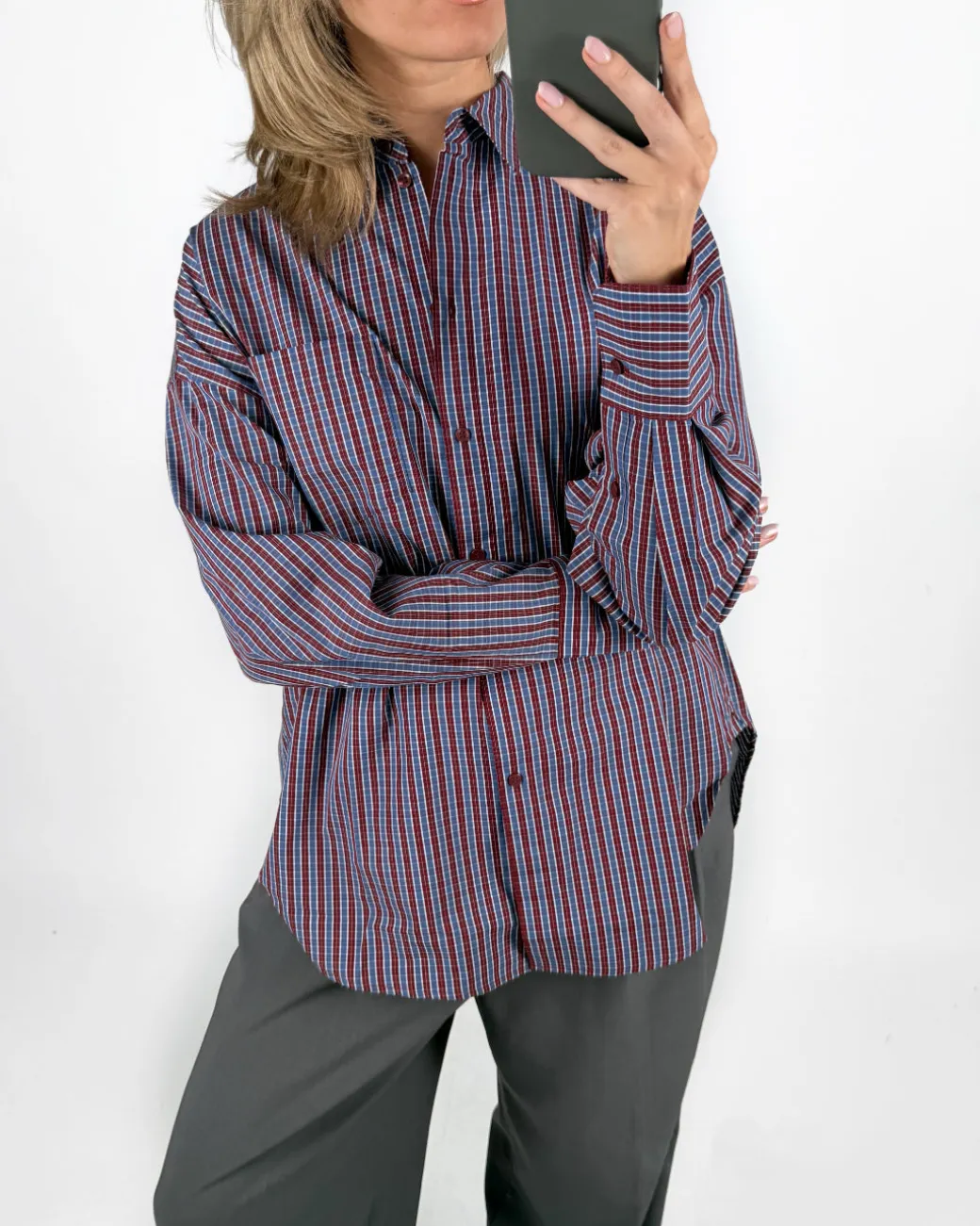 JAMIE skjorte, bordeaux/blå