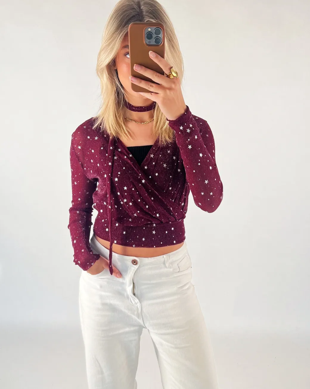JELONA wrap bluse, rød