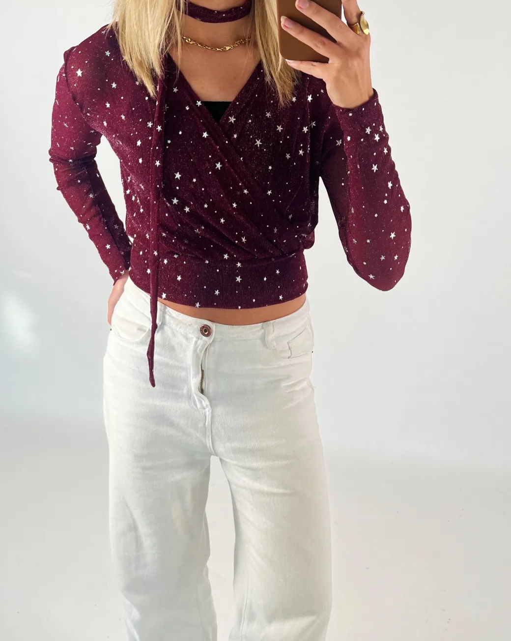 JELONA wrap bluse, rød
