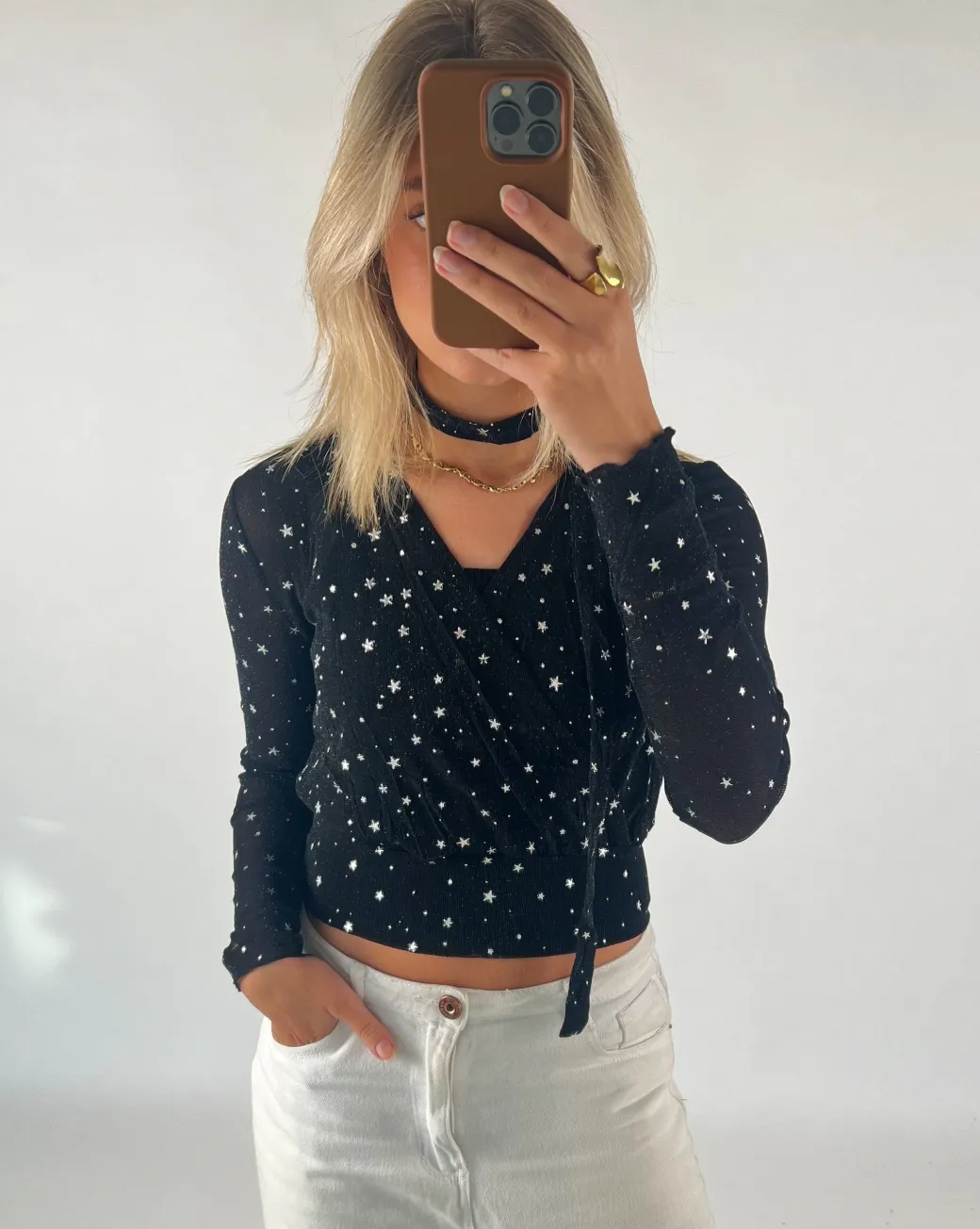 JELONA wrap bluse, sort