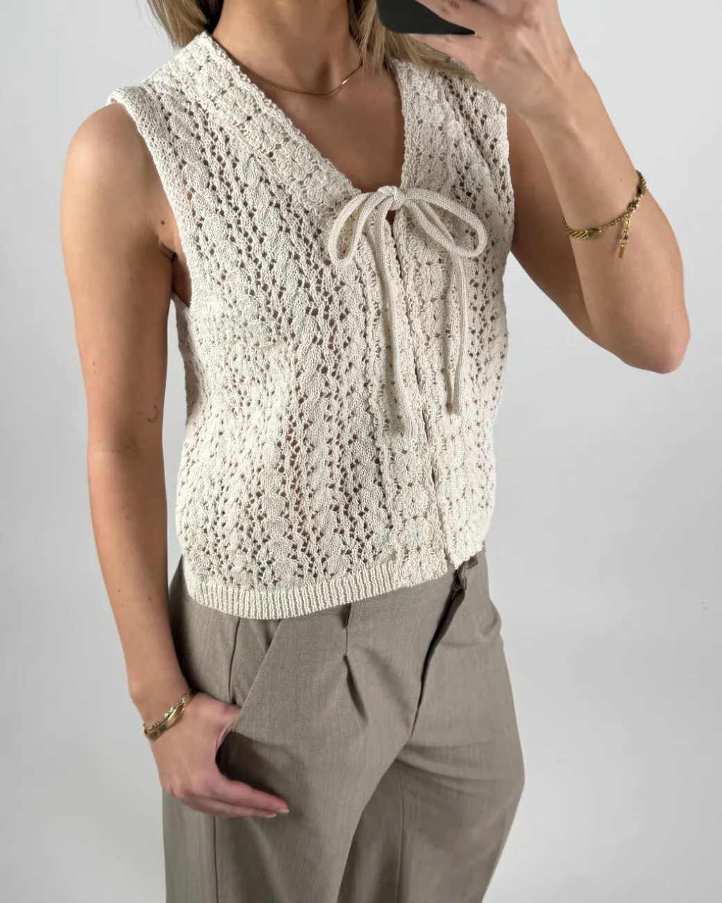 JOLIN strik top, beige