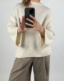 KEIRA langærmet strik, beige
