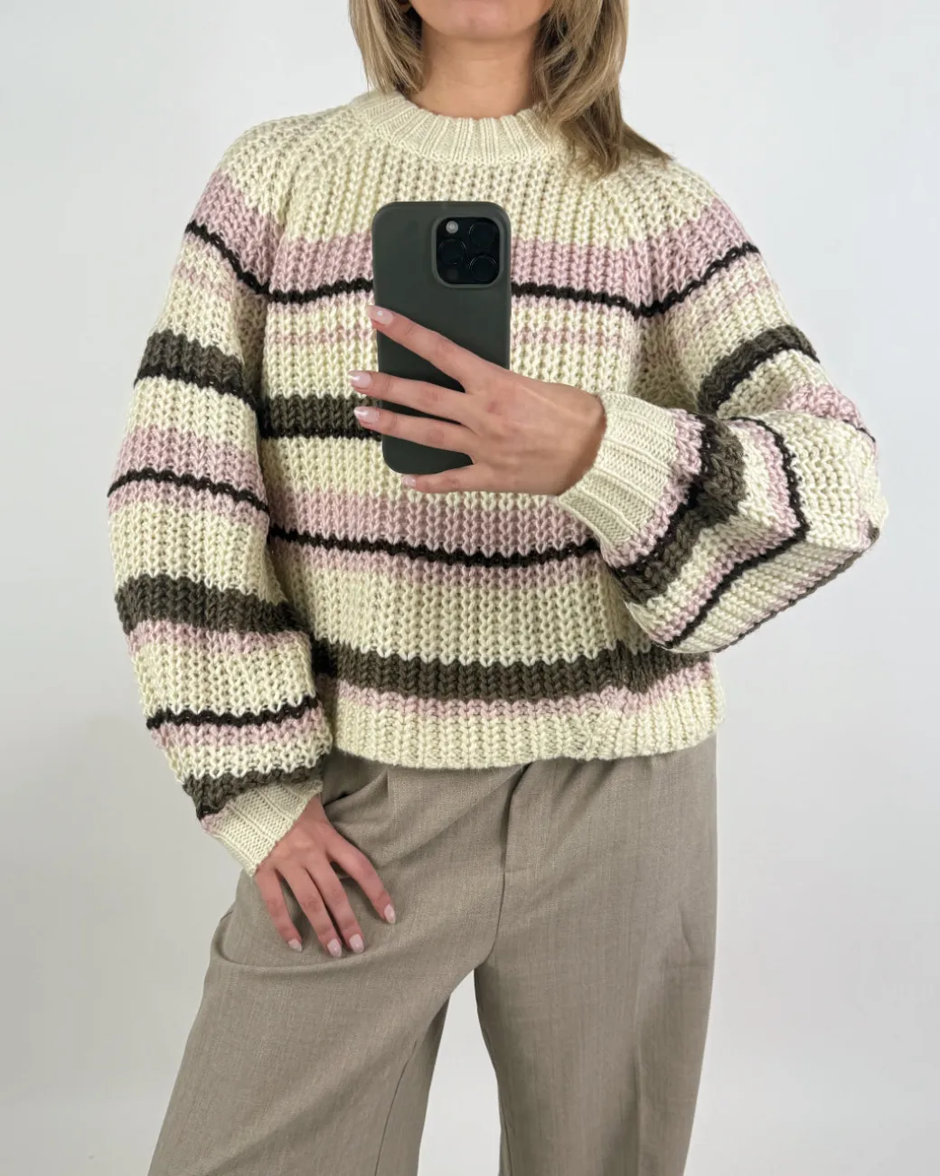 KELLY strik, creme/lyserød