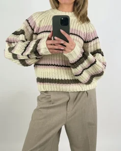 KELLY strik, creme/lyserød