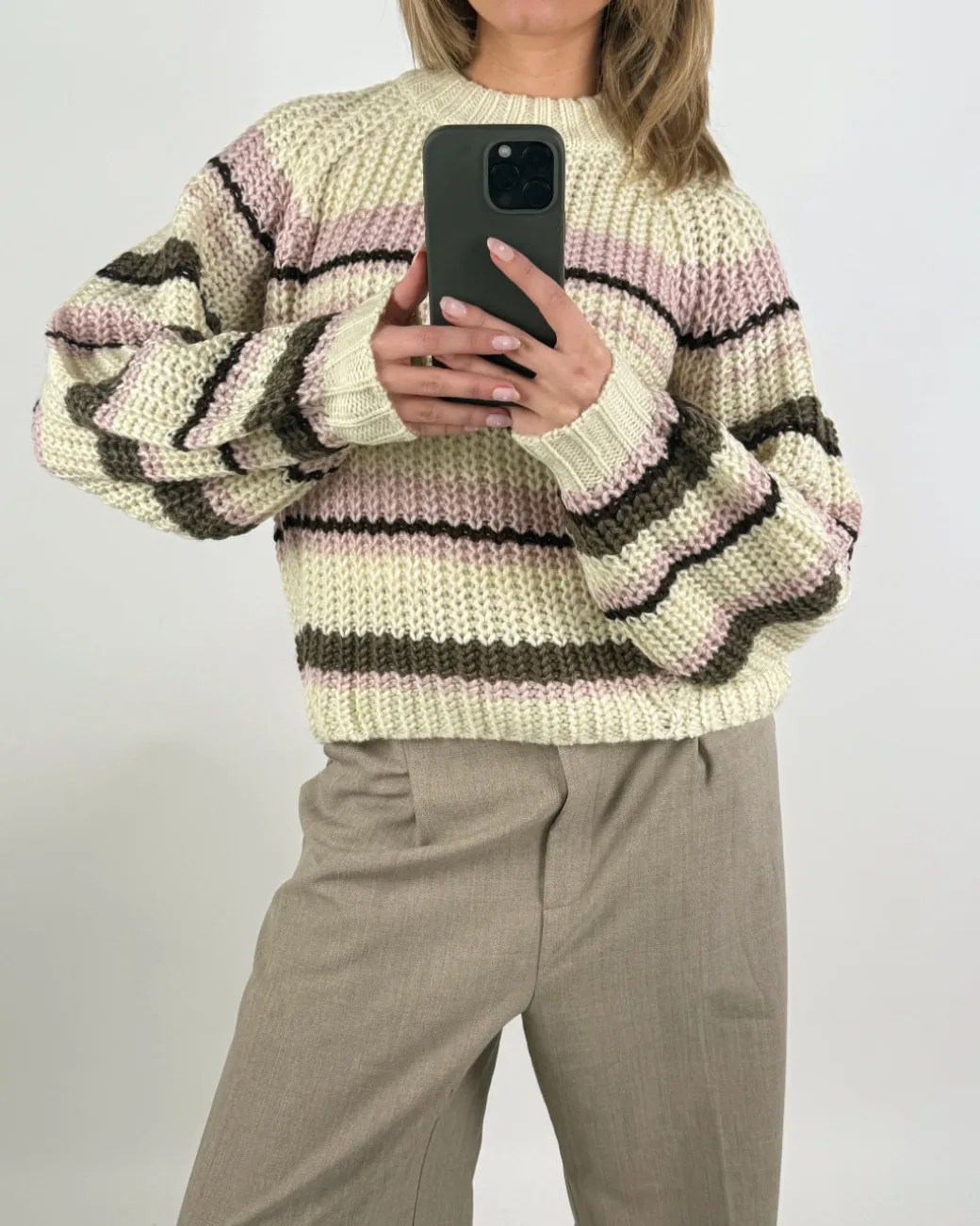 KELLY strik, creme/lyserød