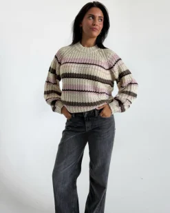 KELLY strik, creme/lyserød