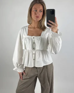 KHLOE flæse bluse, hvid
