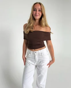 LEIA off shoulder top, brun