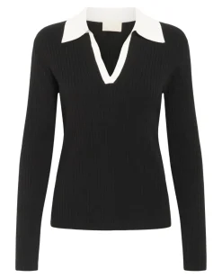 LIDYA polo bluse, sort
