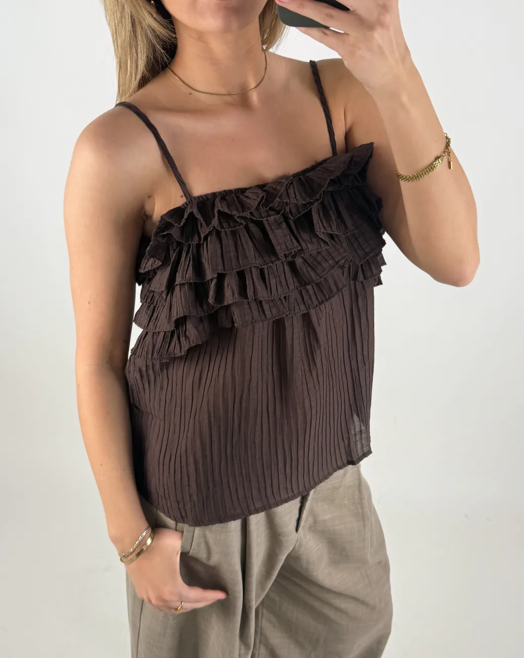 LYNE top, brun