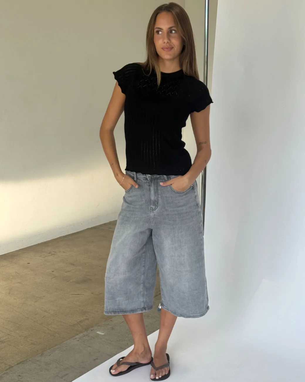 MADDIE denim jorts, grå