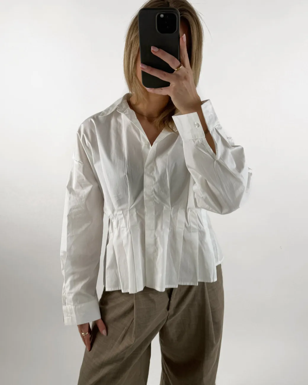 MADICKEN waisted skjorte, hvid