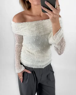 MAISY off shoulder bluse, hvid