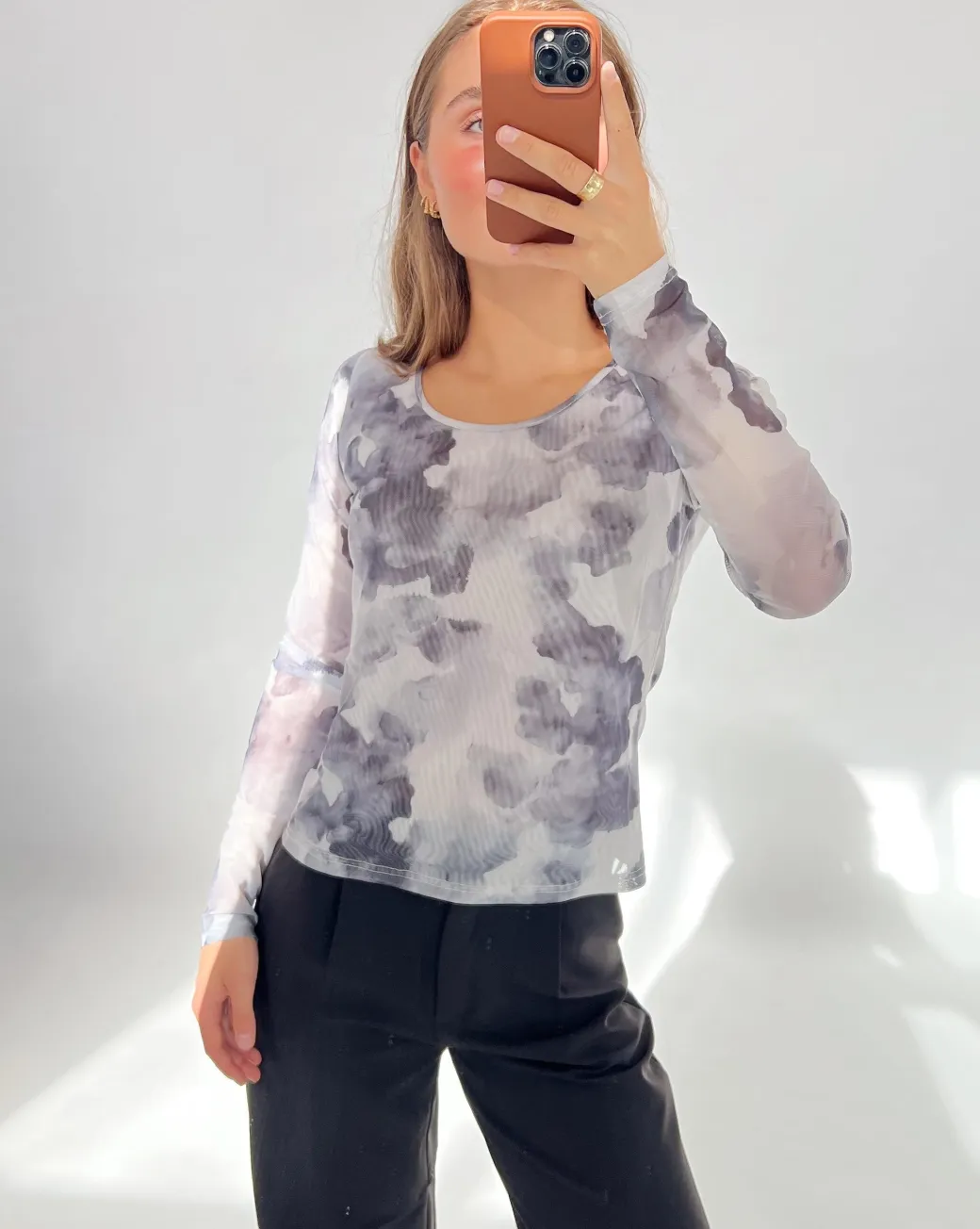 MALLE mesh bluse, sort