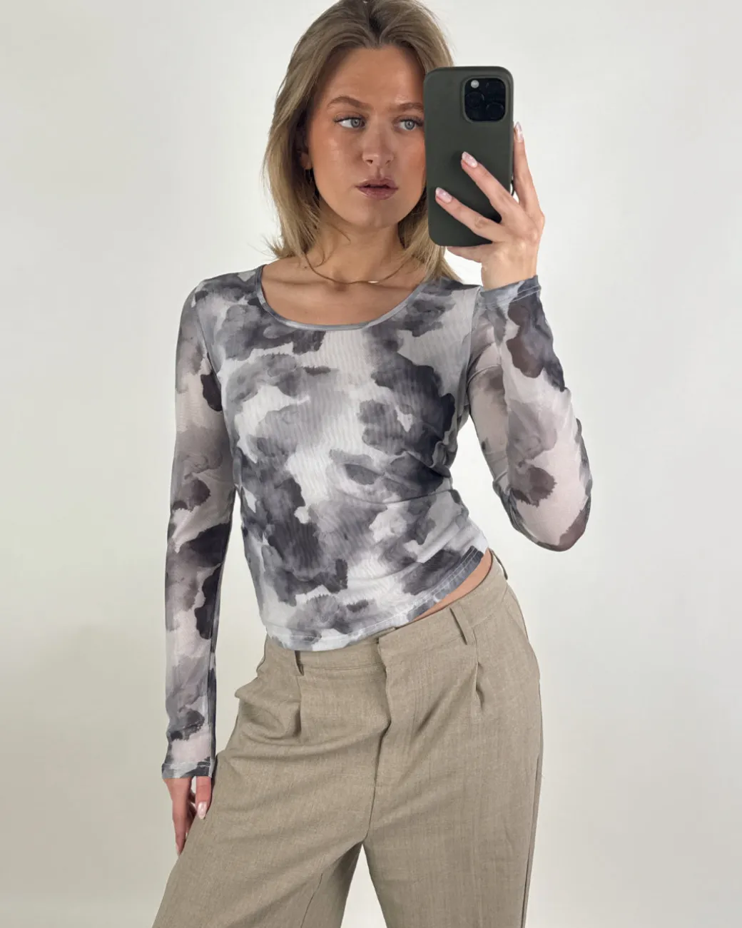MALLE mesh bluse, sort