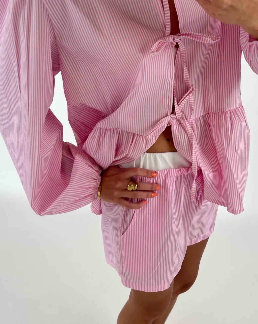 MARGARET shorts, lyserød/hvid