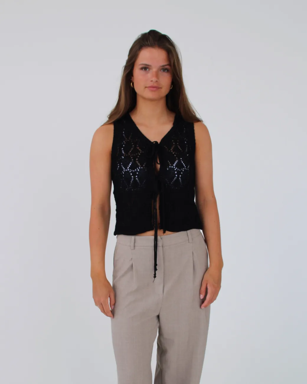 MARY strik top, sort