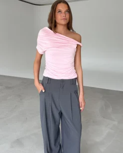 MILENA off shoulder top, lyserød