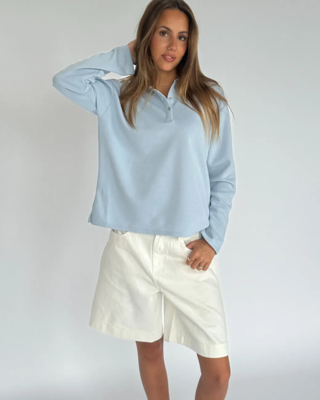 MILLIE polo bluse, lyseblå