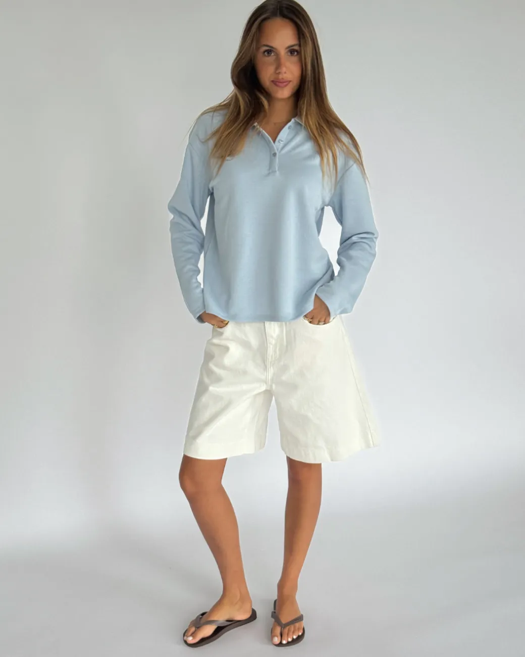 MILLIE polo bluse, lyseblå