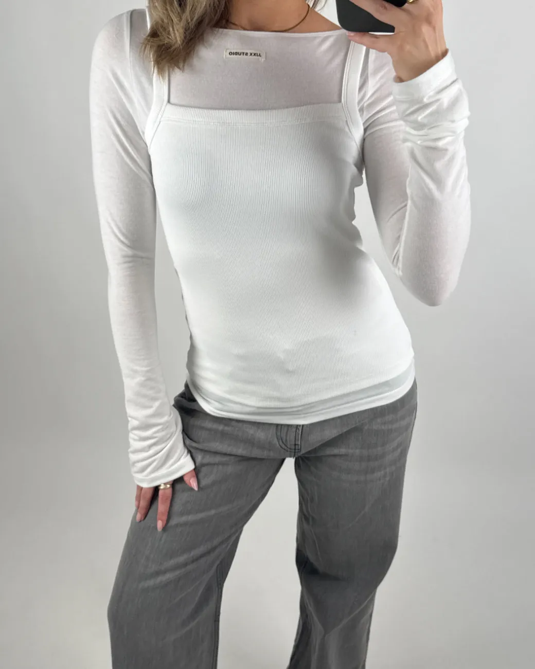 MINA boatneck bluse, hvid