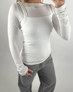 MINA boatneck bluse, hvid