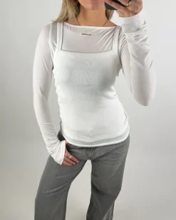 MINA boatneck bluse, hvid