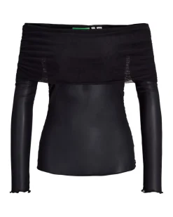 MINNA off shoulder bluse, sort