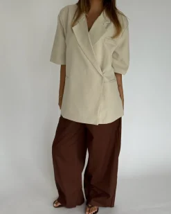 MINNIE oversized kortærmet blazer, creme