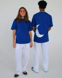 MÅNE t-shirt, kongeblå/hvid