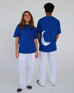 MÅNE t-shirt, kongeblå/hvid