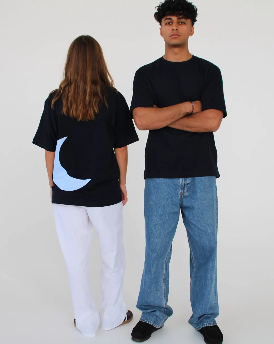 MÅNE t-shirt, navy/lyseblå