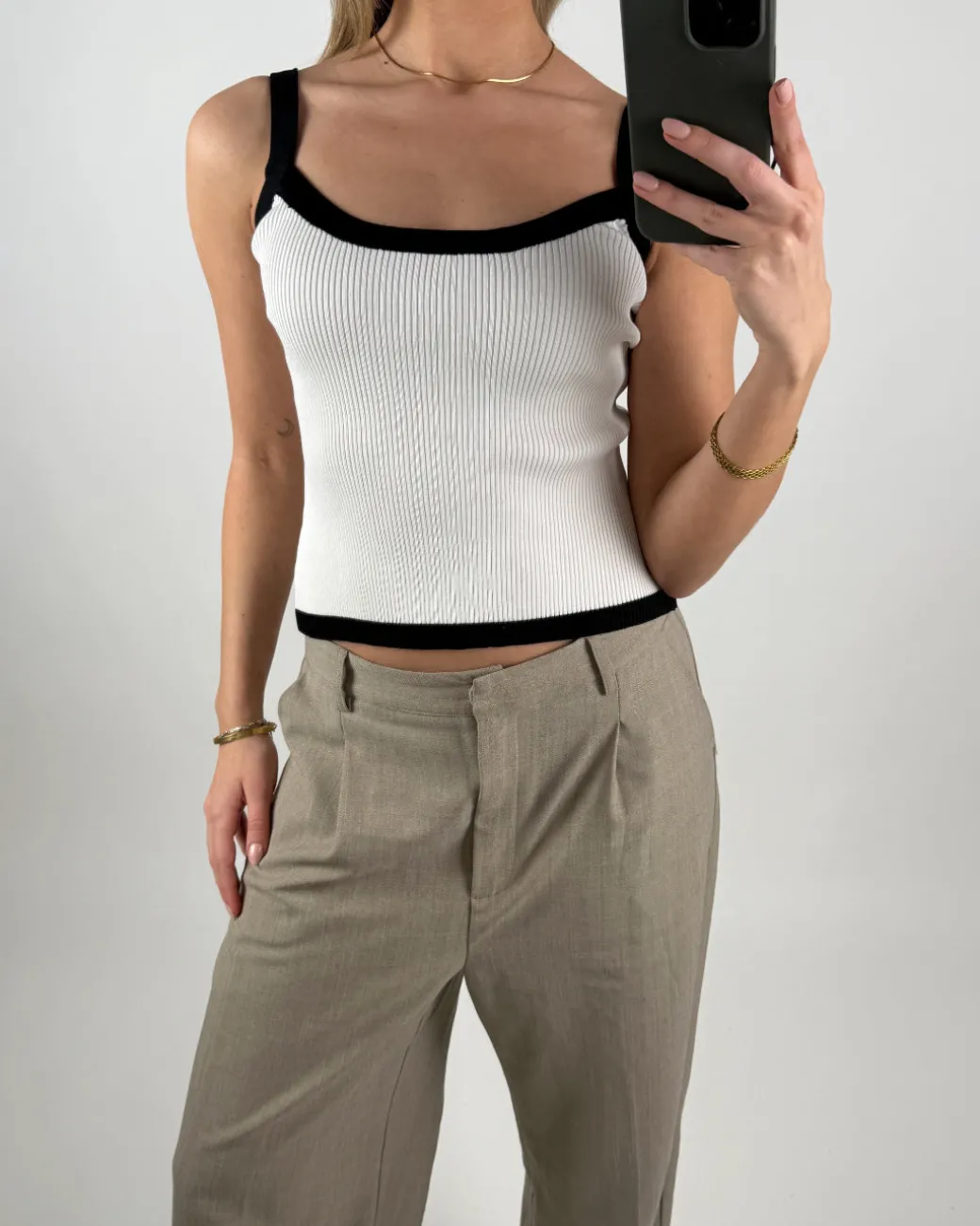 MOLLY top, hvid/sort