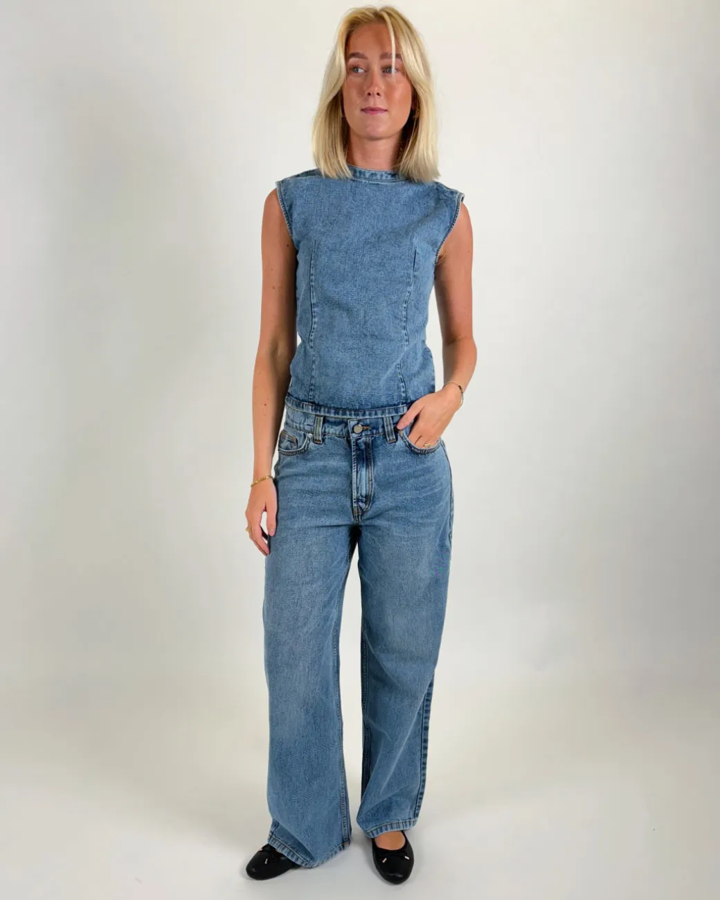 NANNA wide leg jeans, blå