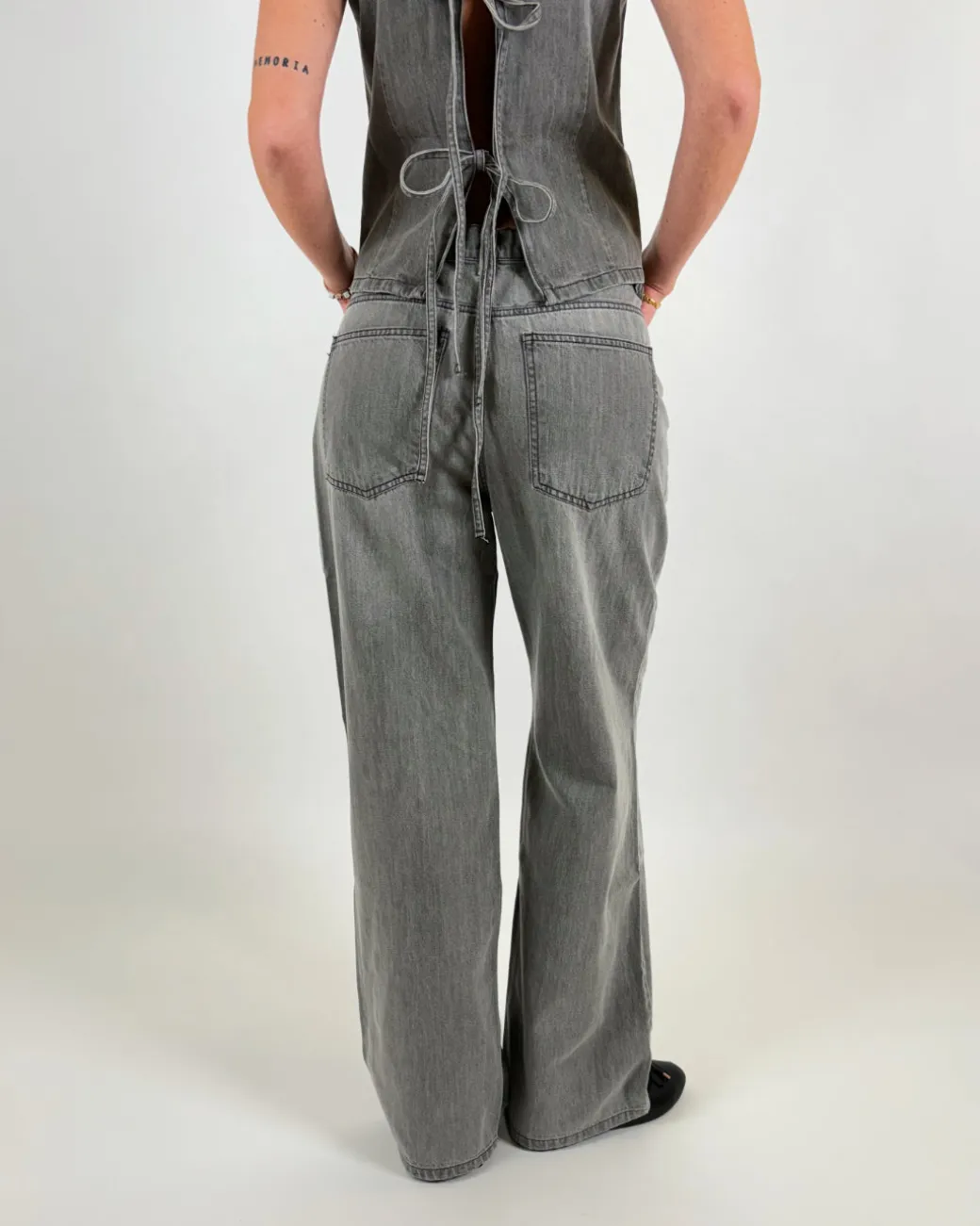 NANNA wide leg jeans, grå