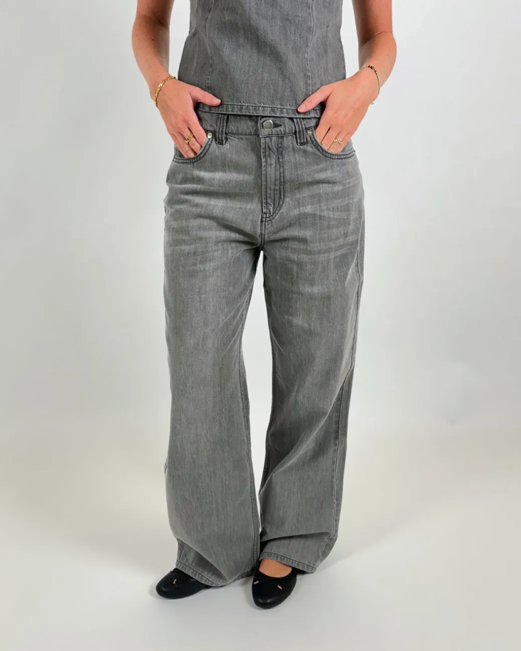 NANNA wide leg jeans, grå