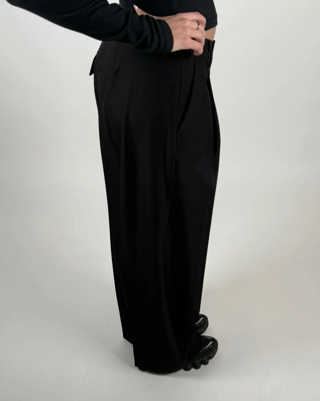 NAOMI low waist bukser, sort