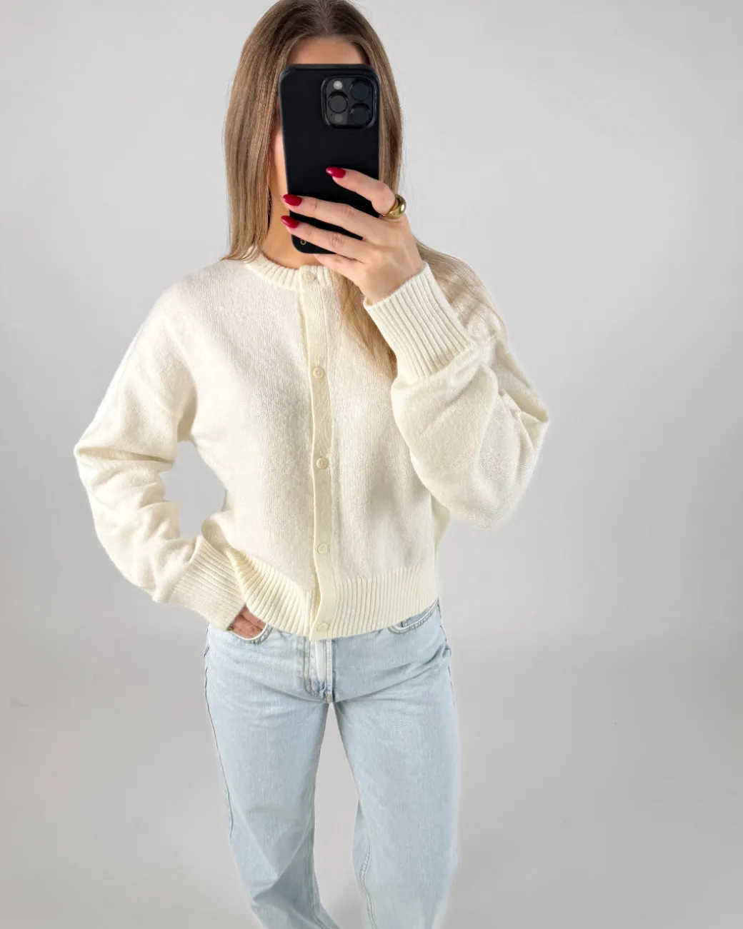 NATALIE strik cardigan, hvid