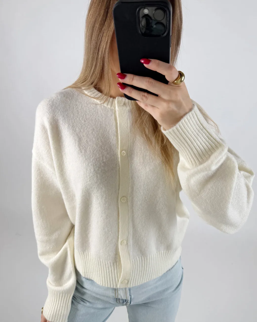NATALIE strik cardigan, hvid