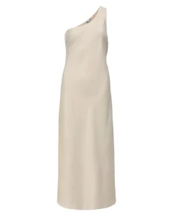 NAT one shoulder kjole, beige