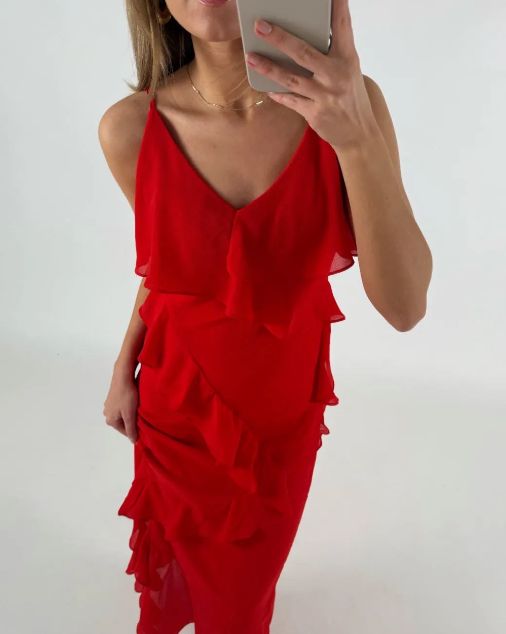 NICOLE maxi kjole, rød