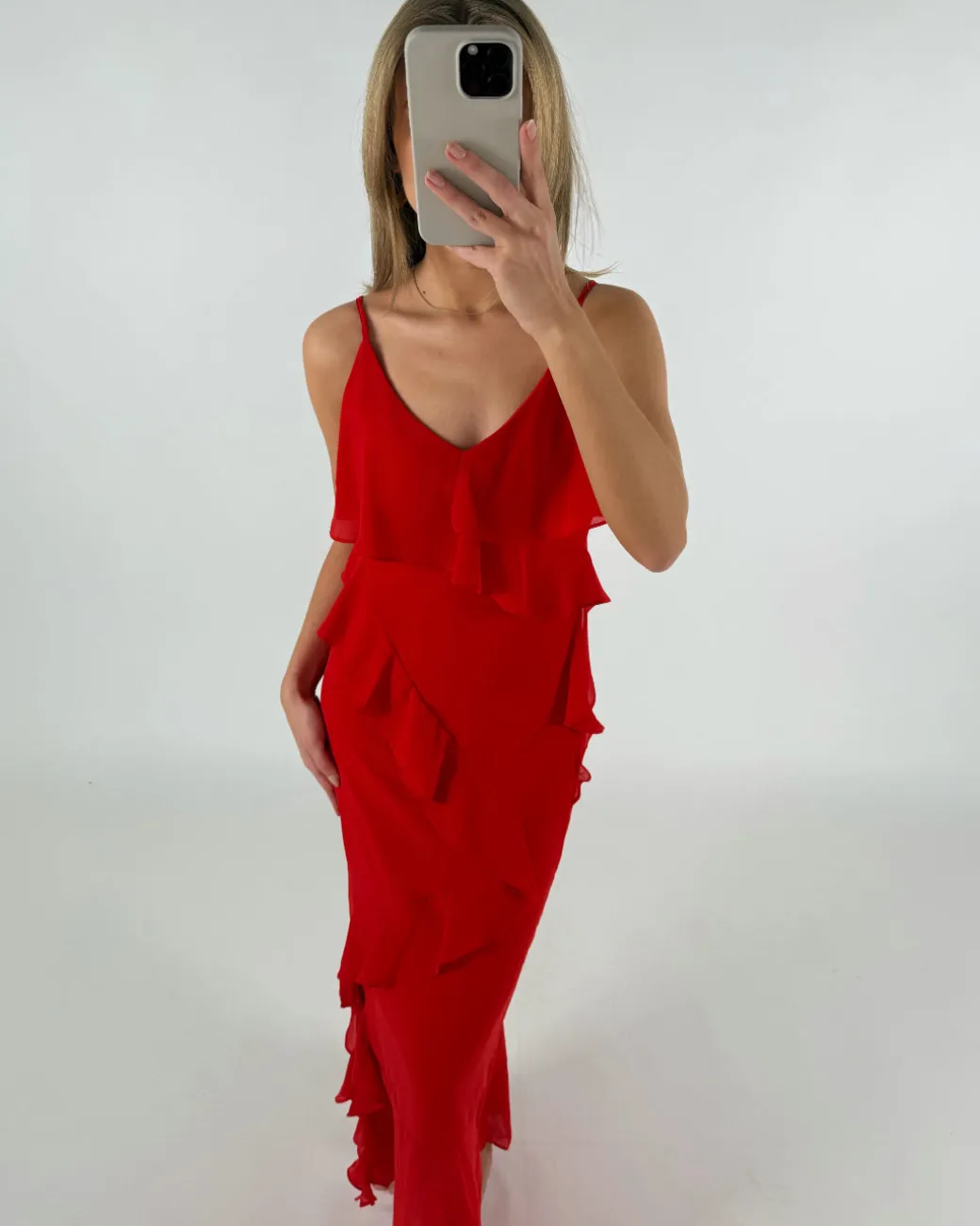 NICOLE maxi kjole, rød